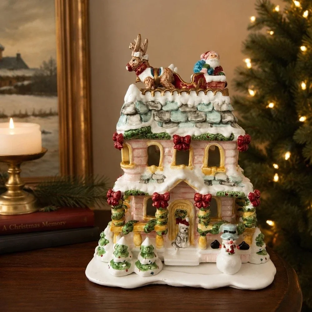 Avon Santa Tealight House Vintage 2002 - Luminous Treasures Christmas Decor